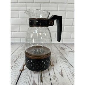 ATOMIC COPPER DESIGN SILEX PYREX COFFEE CARAFE & WARMER BASE LEGS MCM Starlight